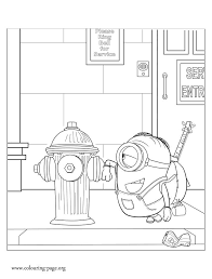 Minions Stuart And A Fire Hydrant Coloring Page Minion Coloring Pages Minions Coloring Pages Coloring Books