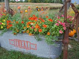 Add color to your patio or deck rails with this easy to install universal trough planter bracket kit. Hawk Valley Garden My Old Water Trough Full Of Zinnia Catmint And Grasses Garden Containers Garden Troughs Lawn And Garden
