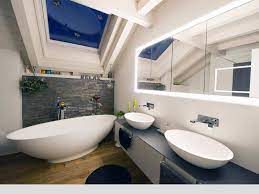 Große badewanne badgestaltung badewanne ideen badezimmer innenausstattung holzfliesen. Badezimmer Ideen Mit Der Freistehenden Badewanne Barletta