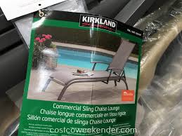 Luxury patio fire pit 5 pc chat set with sunbrella cushions! Kirkland Signature Commercial Sling Chaise Lounge Costco Weekender