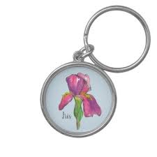 Iris Flower Custom Name Blue Keychain Zazzle Com Blue Keychain Iris Flowers Pink Gifts