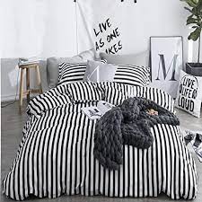 .with other black and white striped decor items for the ultimate look: Buy Clothknow Striped Comforter Set Queen Black And White Bedding Comforter Full Sets Ticking Stripes Pattern Men Women Bed Comforter Sets 3pcs Comforter Sets With 2 Pillowcases 3pcs Queen Full Size Online In Indonesia