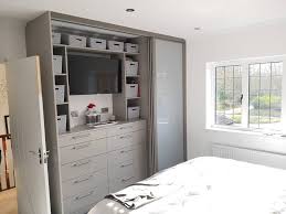 This means that when your bed arrives, the headboard, footboard, and any other cabinets (nightstands, captain's bed cabinets) are fully built before they are boxed and shipped to you. Sliding Wardrobes Hidden Tv Furniche