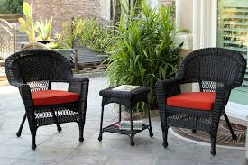 Port henry brown rattan outdoor bar table and chair set. 3 Piece Black Resin Wicker Patio Chairs And End Table Furniture Set Red Cushions Walmart Com Walmart Com