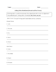 Present And Past Tense Linking Verbs Worksheet Linking Verbs Linking Verbs Worksheet Verb Worksheets
