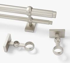 The curtains have a pole pocket and something called tunnel tab construction, but i also have curtain rings and i'm not sure how i will hang them yet. Pewter Double Curtain Rod Wall Bracket Pottery Barn