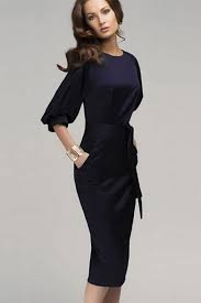 Elegant Pencil Dress Bishop Sleeve Dress Bodycon Dress 42 Kayabop Cocktail Dress Classy Navy Cocktail Dress Half Sleeve Dresses