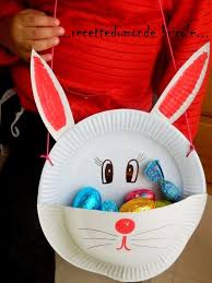 Panier De Paques Un Lapin En Assiette Carton Enfant Bebe Loisir Panier De Paques Diy De Paques Assiette Carton