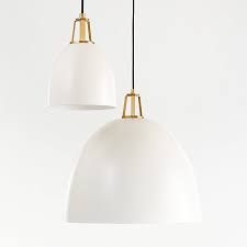 Maddox White Dome Pendant Light With Brass Socket Crate And Barrel Dome Pendant Lighting Pendant Light Globe Light Bulbs
