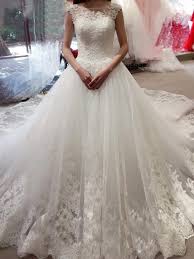 Alibaba.com offers 200 brautkleider products. Prachtig Tull Lace Brautkleider Duchesse Linie Konigliche Schleppe U Ausschnitt Armellos 144813 Hebegown