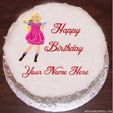Birthday Cakes For Ladies With Name Write Husband Name Chocolate Heart Look Birthday Cake Barbie Doll Birthday Cake Doll Birthday Cake Barbie Birthday Cake