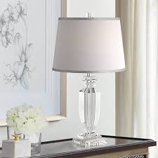 Sherry Crystal Table Lamp With Gray Shade 53x57 Lamps Plus In 2020 Crystal Table Lamps Table Lamps For Bedroom Room Lamp