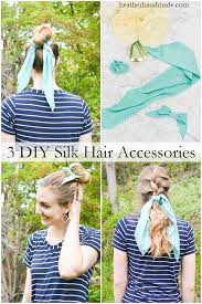 3 Diy Hair Accessories Silk Scrunchie Silk Scarf And Silk Bow Scarf Sewing Pattern Diy Hair Accessories Diy Scarf