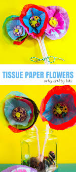 Craft tissue paper flowers for kids. 3d Tissue Paper Flower Arty Crafty Kids