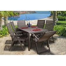 International Home Miami Stockholm 7 Piece Dining Set Wood Patio Furniture Outdoor Dining Set Patio Furniture Sets