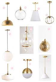 Gold Brass Light Fixture Shopping Guide A Beautiful Mess Brass Light Fixture Brass Lighting Brass Kitchen Lighting