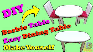 Diy Thermocol Table Cardboard Barbie Table Dining Table And Chair Barbie Dollhouse Accessories Diy