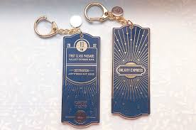 Navy Gold Galaxy Express Train Ticket Keychain And Bag Charm Etsy Gold Galaxy Galaxy Express Mini Charm