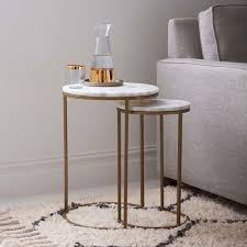 Round Nesting Side Tables Set Marble Side Tables Side Table Pedestal Coffee Table