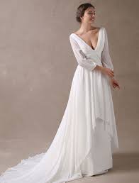 Maybe you would like to learn more about one of these? Brautkleider Sexy V Ausschnitt Langarm Chiffon Ruschen Brautkleid Mit Zug Milanoo Com