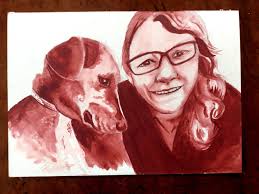 Single-colour portraits: me and Theo Harehound, and Mark & Rosie Roo.