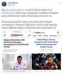 Gubernur dki jakarta anies baswedan (tengah) bersama kapolda metro jaya irjen pol. Anies Minta Donasi Tangani Covid 19 Ke Dubes Psi Mohon Tidak Mempermalukan Ri