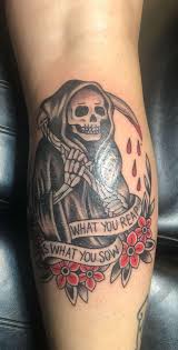 Companies tattoo shops in nacogdoches tx. Grim Reaper With Ratm Lyrics By Krysta Robertson At Caseys Tattoo In Nacogdoches Texas Tattoos Ta Reaper Tattoo Grim Reaper Tattoo Traditional Tattoo Sleeve
