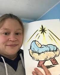 Flat baby Jesus went to work remotely from home today with Mercy! 👩‍💻