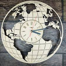 Earth Globe World Map Geography Wall Art Clock Home Kitchen Etsy Living Room Decor Unique Handmade Wall Clocks Wall Clock