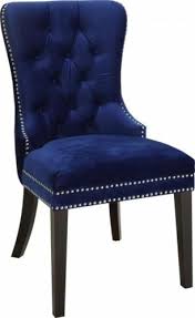 Meridian Furniture Nikki Modern Plush Navy Blue Velvet Dining Chairs Set Of 4 Velvet Dining Chairs Dining Chairs Meridian Furniture