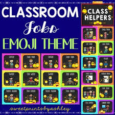 classroom jobs emoji theme job chart