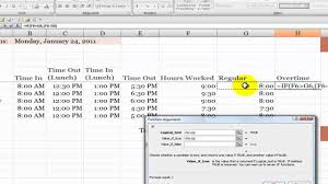 how to calculate overtime hours on a time card in excel