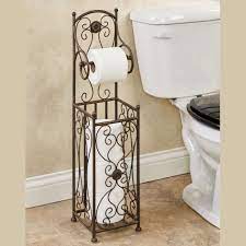 Sunnypoint free standing bathroom toilet paper holder stand with reserve, reserve area has enough space for jumbo roll. Kadalynn Antique Bronze Toilet Paper Holder Stand