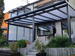 Terrassendach Mit Seitenwand In Anthrazit Uberdachung Terrasse Terrassendach Terrasse