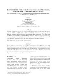 Kelas vii seni budaya bs.pdf. Pdf Karakteristik Verba Dalam Buku Teks Bahasa Indonesia Smp Kelas Vii Kurikulum 2013 Revisi 2016 The Characteristics Of Verbs In 7th Grade Junior High School Indonesian Language Textbook Of 2013 Curriculum 2016 Revision