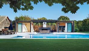 Icrave Fashions A Private Garden Of Eden With A Backyard Pavilion And Accompanying Lap Pool Modern Pool House Prefab Pool House Pool House Designs