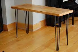 Desk Table With Black Steel Hairpin Legs Any Size Just Etsy Home Office Table Wooden Table Legs Ideas Hairpin Legs