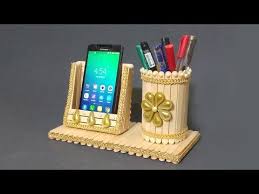 Easy Pen Stand And Mobile Phone Holder With Popsicle Stick Ice Cream Stick Craft 2020 In 2020 Craft Stick Crafts Ice Cream Stick Craft Diy Popsicle Stick Crafts