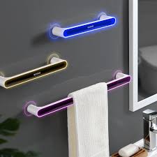 Folge deiner leidenschaft bei ebay! Mounted Towel Rail Bathroom Organizer Roll Holder Hanging Hook Self Adhesive Towel Holder Storage Shelf Bathroom Towels Rack Grandado