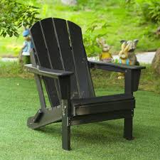Folding Adirondack Chair HDPE Outdoor Chair Black