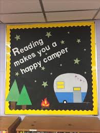 Image Result For High School Emoji Reading Bulletin Board Summer Bulletin Boards Camping Bulletin Boards Camping Theme Classroom