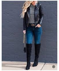 Shop This Pic From Curlsandcashmere Black Leather Jacket Outfit Winter Boots Black A In 2020 Black Leather Jacket Outfit Fall Boots Outfit Winter Jacket Outfits
