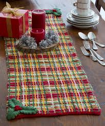 A Plaid Table Runner Is Perfect For A Festive Table The Runner Is Knit In A Vertical Ri With Images Crochet Table Runner Pattern Crochet Table Runner Holiday Table Runner