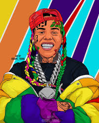 6ix9ine In 2020 Hip Hop Artwork Rapper Art Cartoon Art Styles