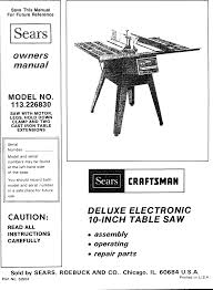 Craftsman 10 contractor table saw metal handwheel handle crank 1/2 tilt or elevation shaft. Craftsman 113226830 User Manual 10 Inch Table Saw Manuals And Guides 1007418l