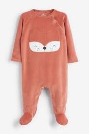 Rust Fox Velour Sleepsuit 0mths 2yrs 11 12