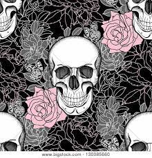 Abstract art vector layout with a skull made out of flowers. Seamless Skull Rose Vector Photo Free Trial Bigstock