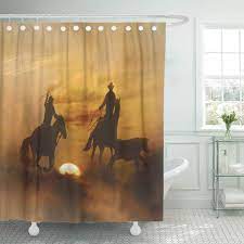 Our unique hunting and fishing inspired shower curtains , toilet seats, antler & fishing reel toilet paper holders. Cynlon Cowboy Team Roping Horse Horses Western Bathroom Decor Bath Shower Curtain 66x72 Inch Walmart Com Walmart Com