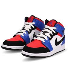 Details About Nike Air Jordan 1 Mid Gs Top 3 I Aj1 Hyper Royal Red Kid Women Shoes 554725 124