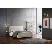 Rivestimento per letto con contenitore. Letto Con Contenitore Matrimoniale Ambra Imbotitto In Ecopelle Bianco Fango E Nocciola